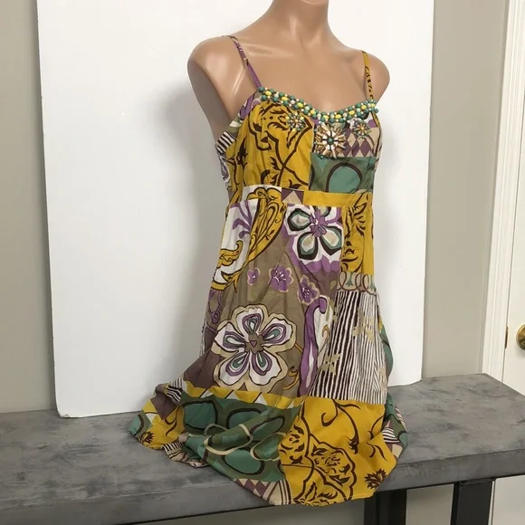 CABi Floral Patterned Beaded Summer Dress size 8 EUC ! - Picture 5 of 12
